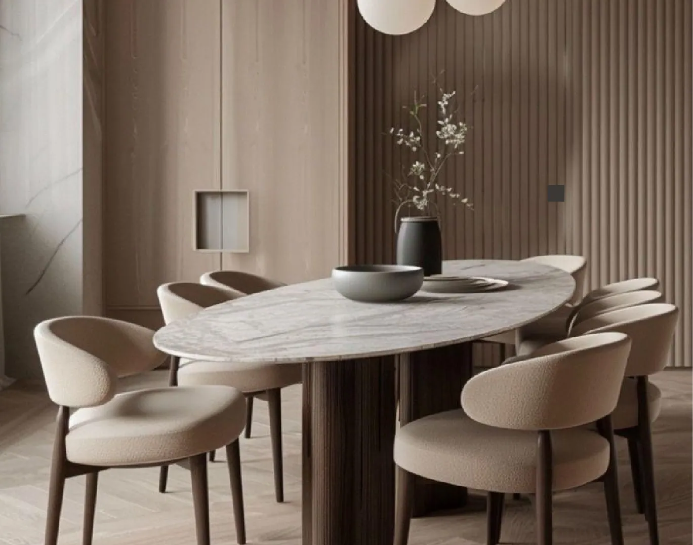 Oval Stone-Top Dining Set Package