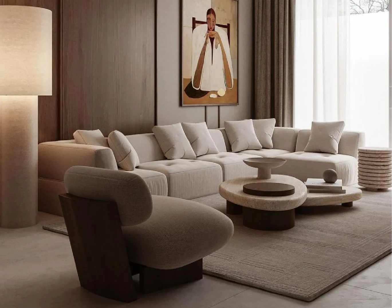 Structured modern living room sectional package