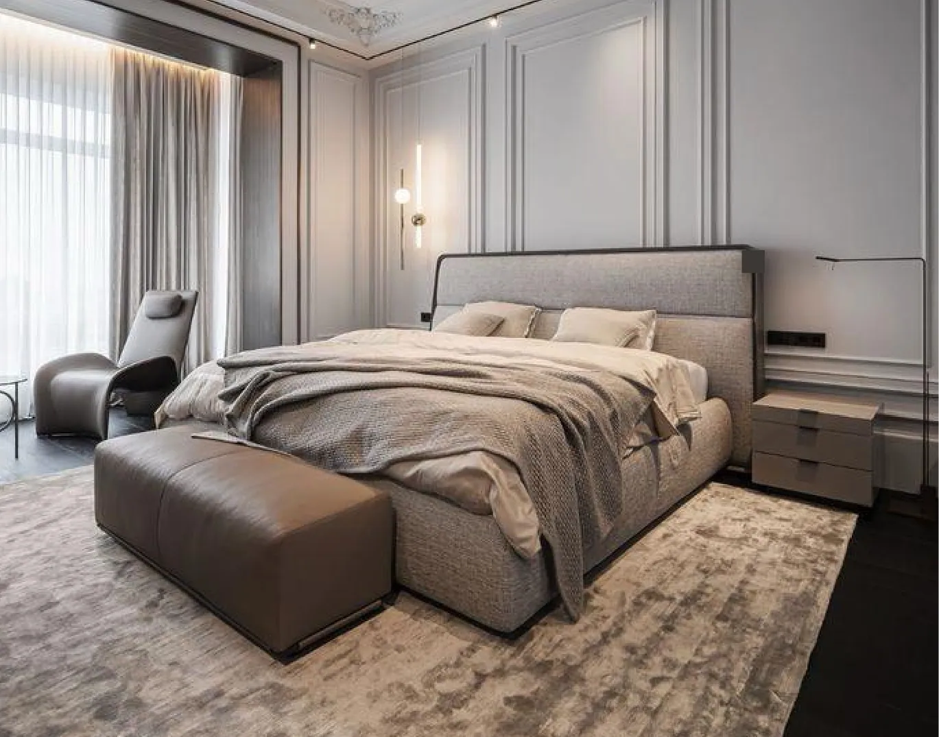 Contemporary Upholstered Platform Bed