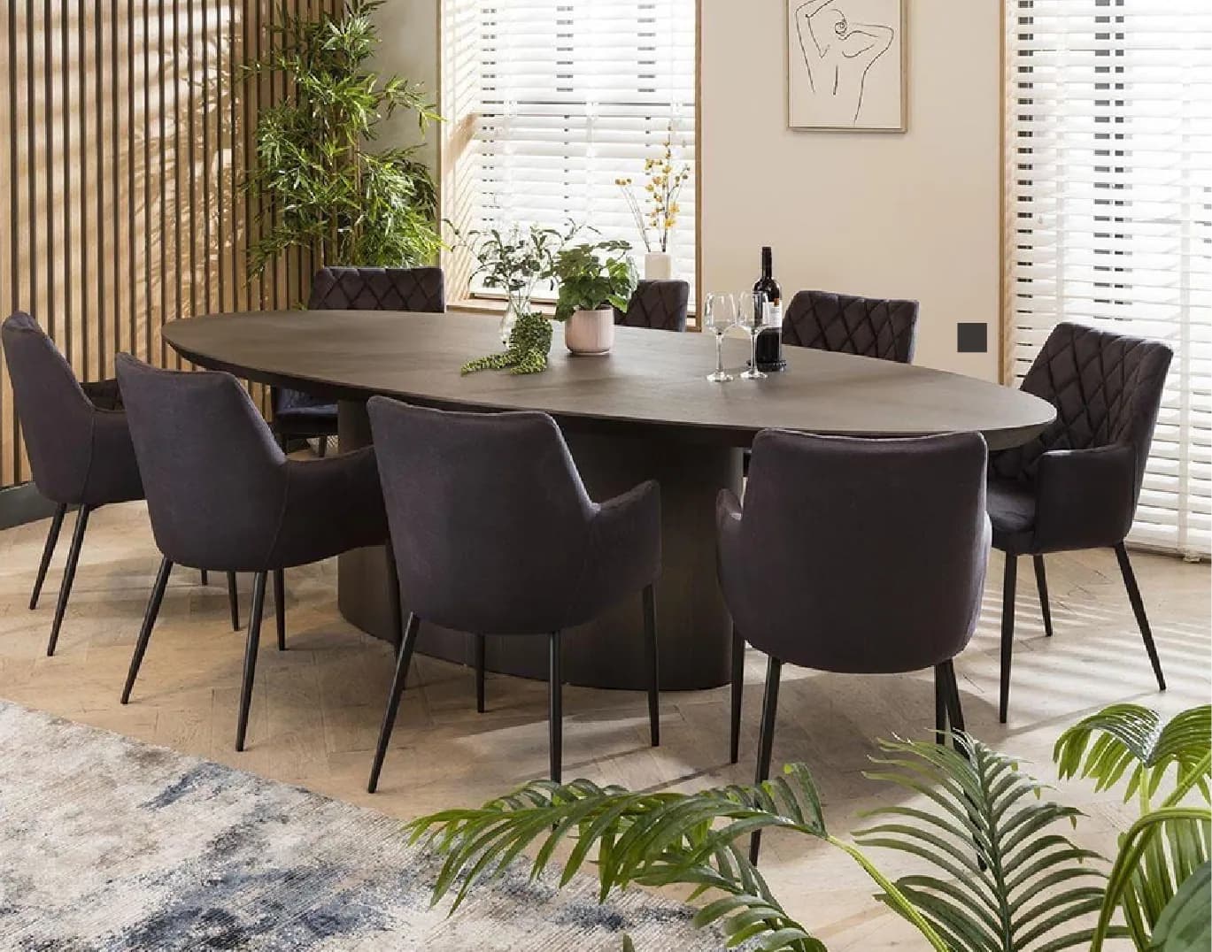 Oval Pedestal Dining Table Set