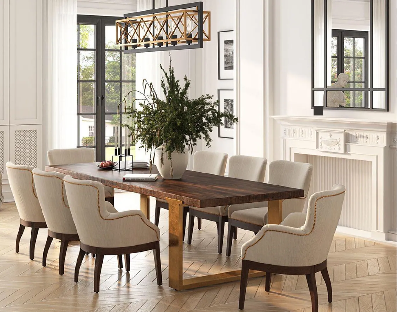 Rustic Parsons Dining Table Set