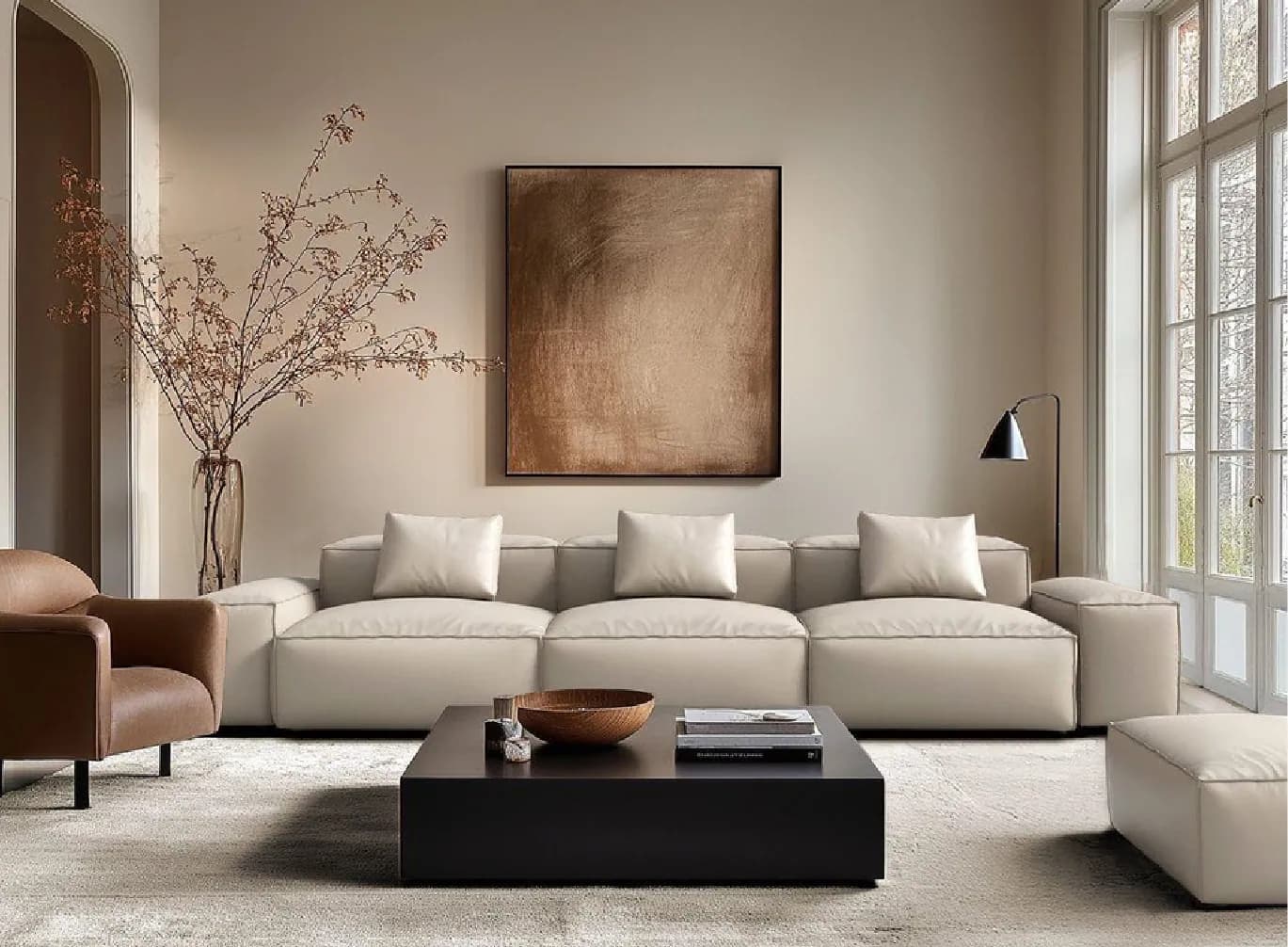 Deep-seat modular living room sofa package